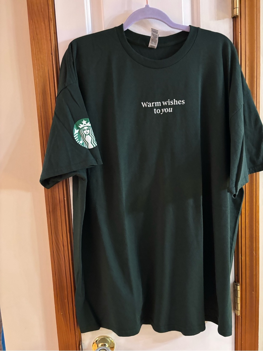 Starbucks 'Warm Wishes to You' Dark Green Logo Tee Unisex 2XL EUC